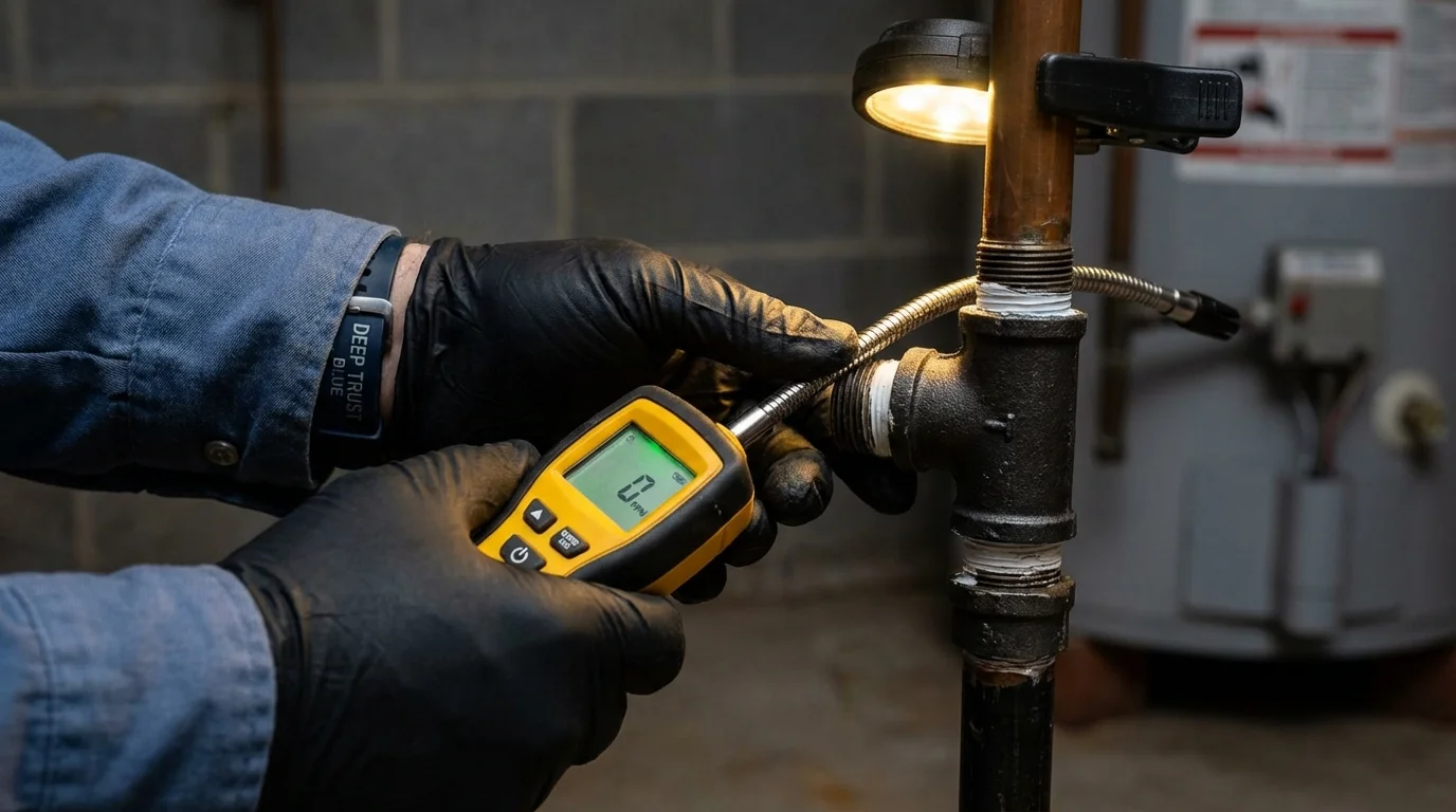 Gas leak detection with electronic sniffer by Johns Plumbing LLC in Warden